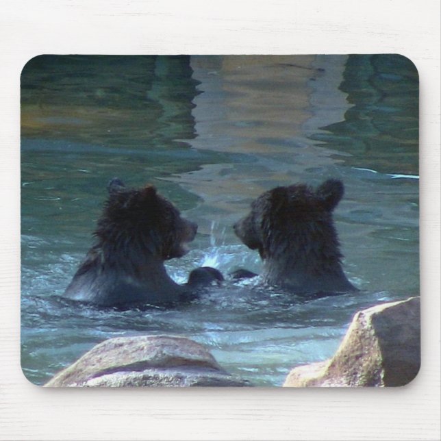 Grizzly Bear Swimming Party Mousepad Musmatta (Framsidan)
