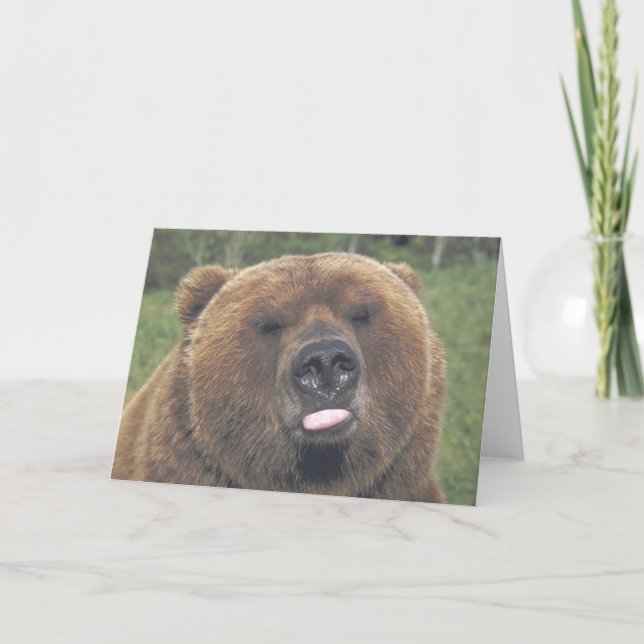 Grizzly Bear Tunga Card Kort (Framsida)