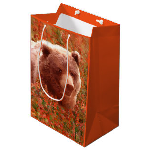 Grizzly Bear Unge i Fireweed Painting Wildlife Art