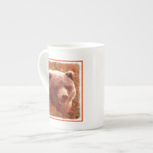 Grizzly Bear Unge i Fireweed Painting Wildlife Art Benporslin Mugg
