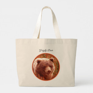 Grizzly Bear Unge i Fireweed Painting Wildlife Art Jumbo Tygkasse