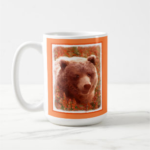 Grizzly Bear Unge i Fireweed Painting Wildlife Art Kaffemugg
