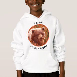 Grizzly Bear Unge i Fireweed Painting Wildlife Art T Shirt