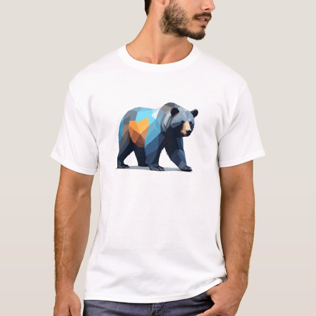 Grizzly Bear Vector Art med Vibrant Färg T Shirt (Framsida)
