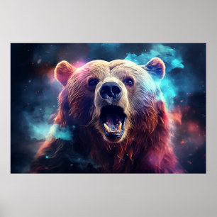 Grizzly Bear Vild Animal Majestic Wilderness Art Poster
