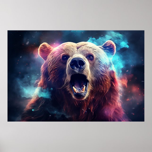 Grizzly Bear Vild Animal Majestic Wilderness Art Poster (Framsidan)