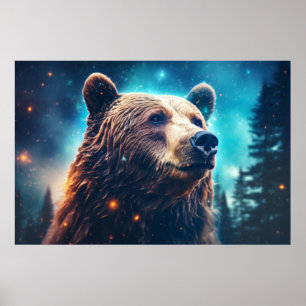 Grizzly Bear Vild Animal Majestic Wilderness Art Poster
