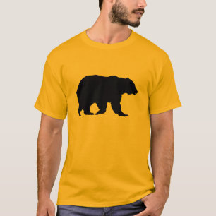 Grizzly Bear Walking Black Silhouette Tee Shirt
