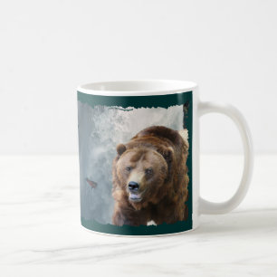 Grizzly Bear & Waterfall Animal-älskare Art Mugg