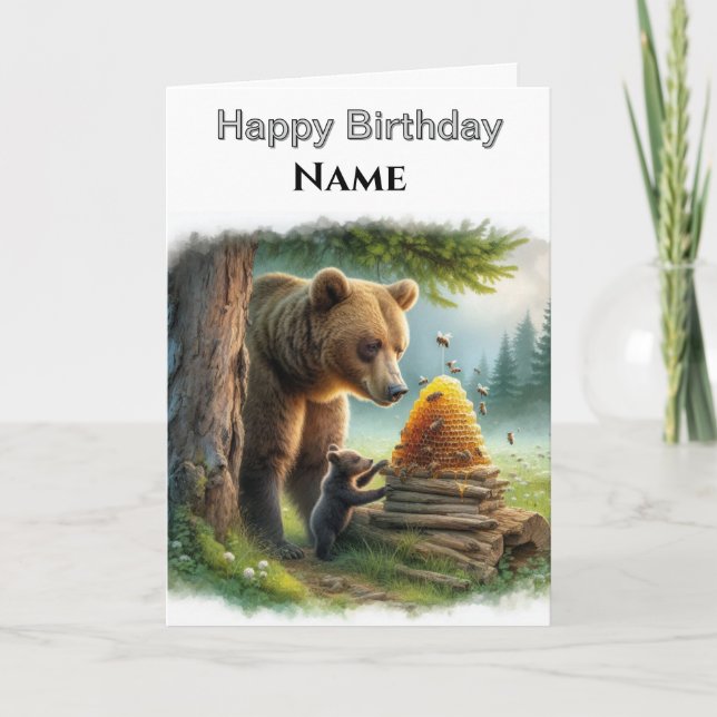 Grizzly Bear Wildlife Personlig Birthday Kort (Framsida)