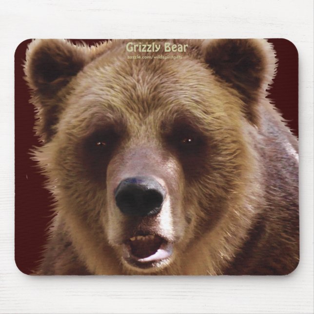 Grizzly Bear Wildlife Supporter Art Mousepad Musmatta (Framsidan)