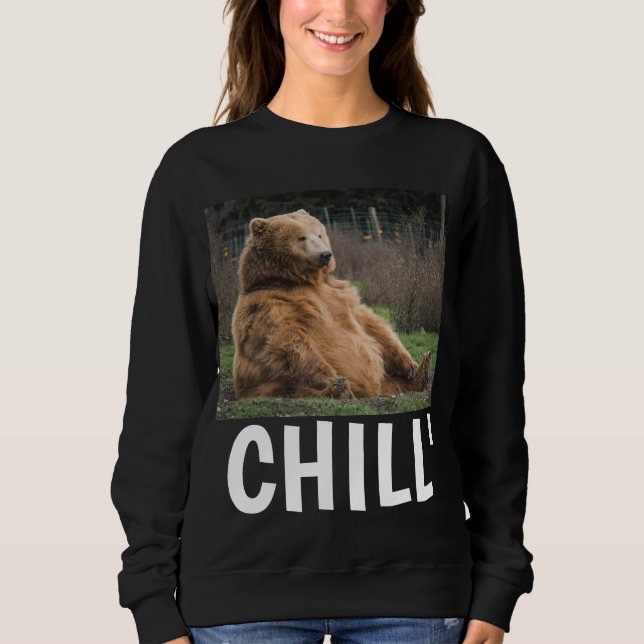 GRIZZLY BEAR WOMENS FUNNY 'CHILL' T-SHIRTS (Framsida)