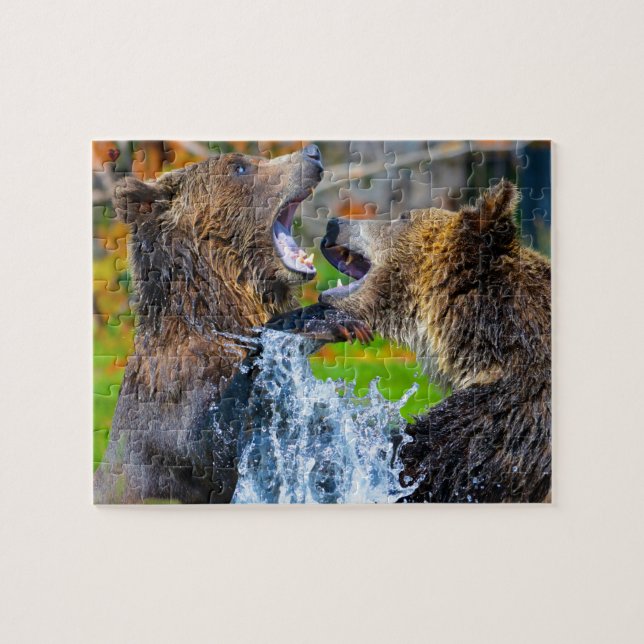 Grizzly Bear Wyoming Jigszle Puzzle Pussel (Horisontell)