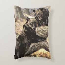 Grizzly Bears by CE Svan, Vintage Forest Animals Prydnadskudde