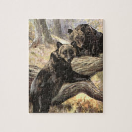 Grizzly Bears by CE Svan, Vintage Forest Animals Pussel