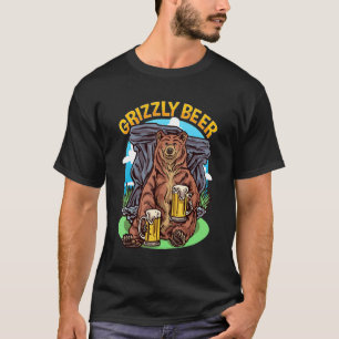Grizzly Beer Bear Drinking Öl Helg Camping T Shirt