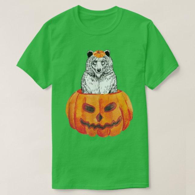 Grizzly björn Happy halloween Pumpkin Woodland Ani T Shirt (Design framsida)