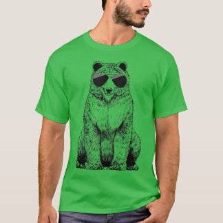 Grizzly-björn med Sunglass Woodland Animal T Shirt