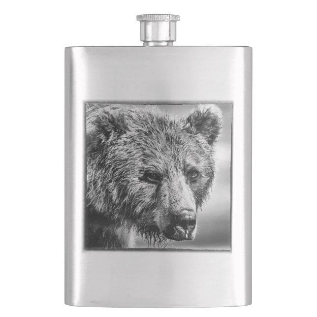 Grizzly björn porträtt fickplunta (Framsidan)