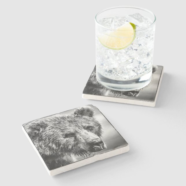 Grizzly björn porträtt stenunderlägg (Sidan)