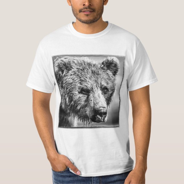 Grizzly björn porträtt t shirt (Framsida)