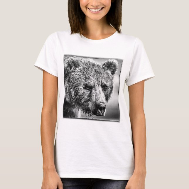 Grizzly björn porträtt t shirt (Framsida)