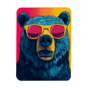 GRIZZLY BJÖRN SOLGLASÖGON STOR FLEXIBEL MAGNET