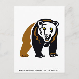 Grizzly BJÖRN - Utrotningshotad djur - Natur - Vykort