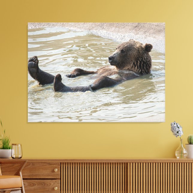 GRIZZLY BJÖRN Utsträckt Canvastryck (Insitu (Vardagsrum))