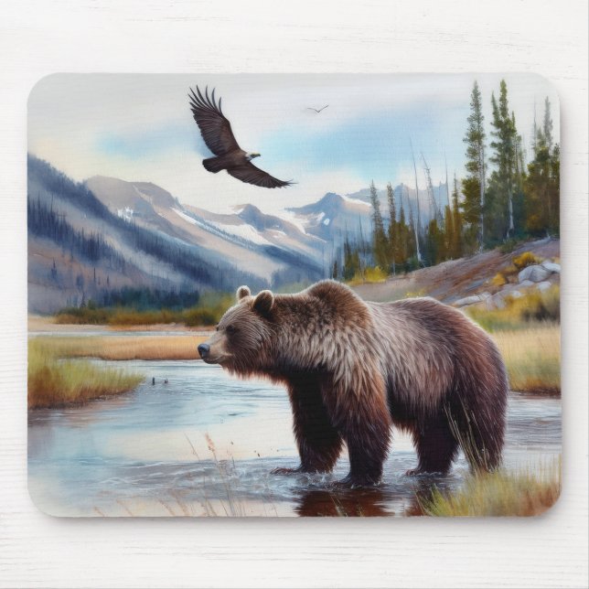 Grizzly Eagle Wildlife Mousepad Musmatta (Framsidan)