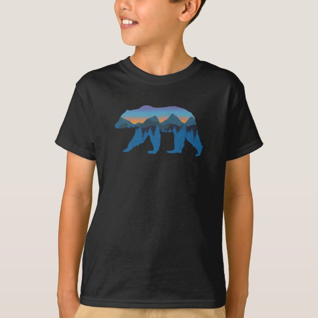 Grizzly Forest Bear Mountain Blue Proud Bear T Shirt (Framsida)