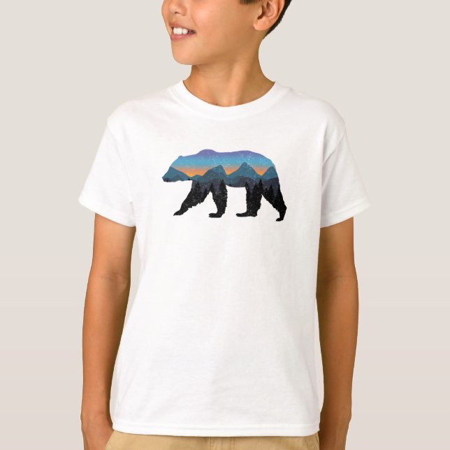 Grizzly Forest Bear Mountain Blue Proud Bear T Shirt (Framsida)