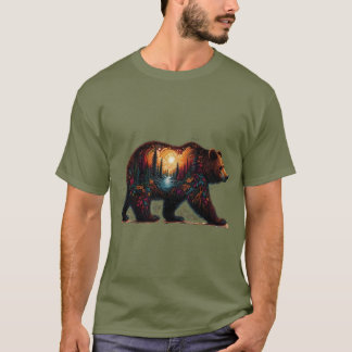 Grizzly silhouette mot berg t shirt