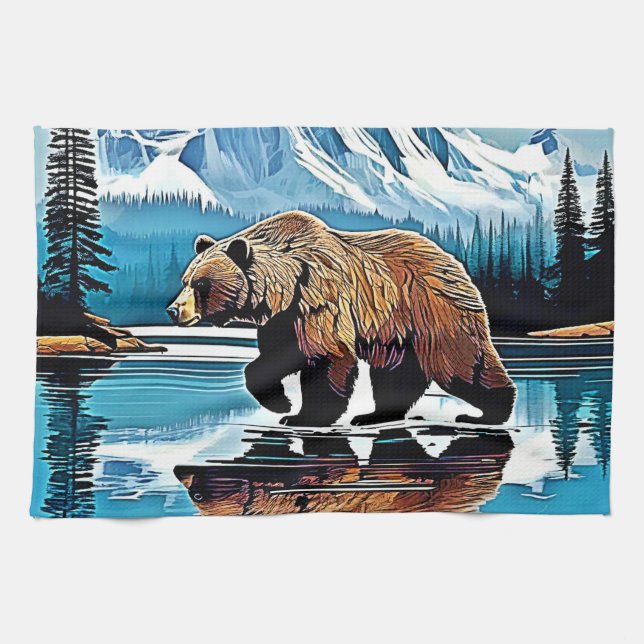 Grizzly Sjö Mountain View Kökshandduk (Horisontell)