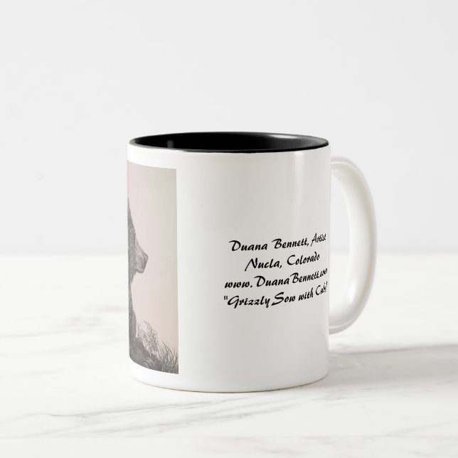 "Grizzly Sow with Unge" teckning på mugg (Framsida höger)