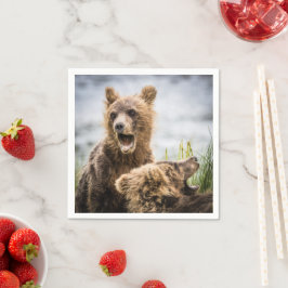 Grizzly Unge Tittar för Morsa Pappersservett