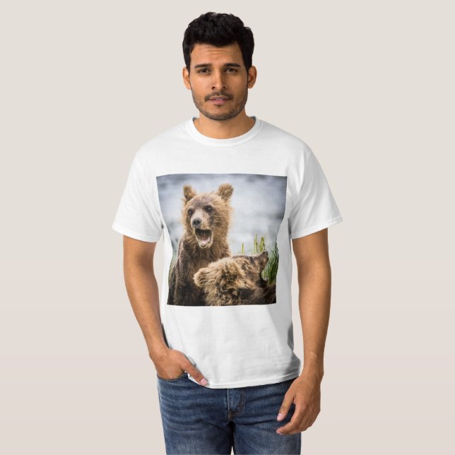 Grizzly Unge Tittar för Morsa T Shirt (Hel framsida)