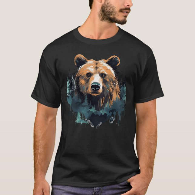 Grizzly Wildlife Animal Nature Forest Classic T Shirt (Framsida)