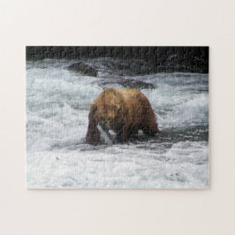 Grizzlybjörn Alaska Lax Fiske Vilda Djur Pussel