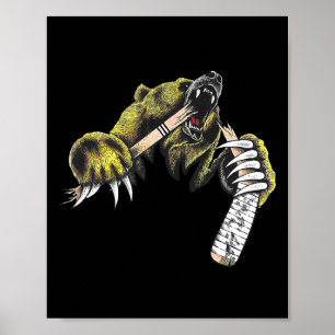 Grizzlybjörn bryter ut genom att bita ihjäl hockey poster
