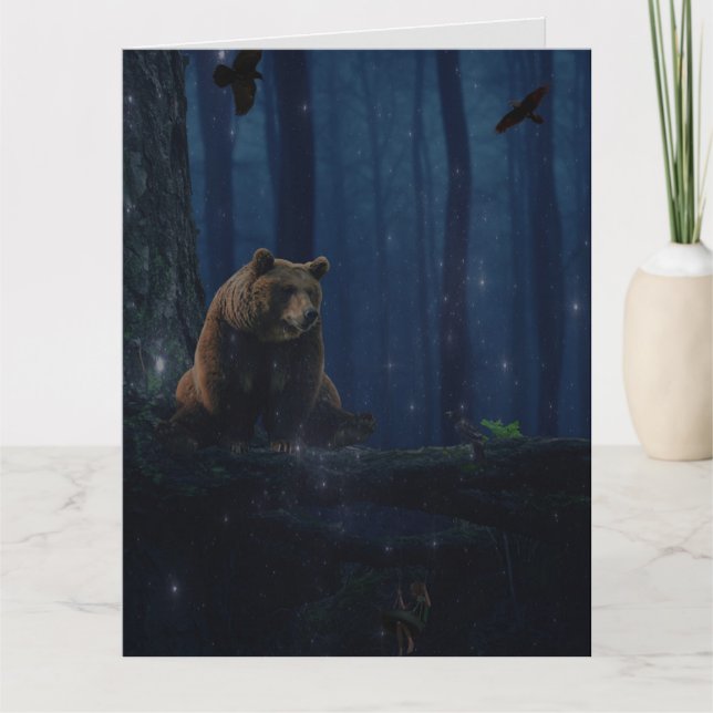 GRIZZLYBJÖRN ELDAR FANTASIFÖDELSEDAGKORT KORT (Framsida)
