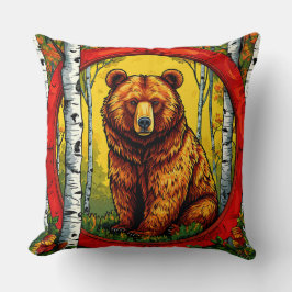 Grizzlybjörn i en björkskog kudde