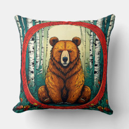 Grizzlybjörn i en björkskog kudde