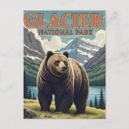 Grizzlybjörn i Glacier National Park Montana Vykort