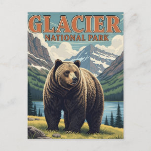 Grizzlybjörn i Glacier National Park Montana Vykort