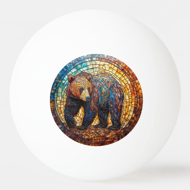 Grizzlybjörn i konstnärlig design pingisboll (Framsidan)