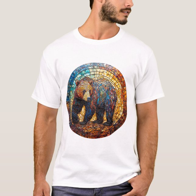 Grizzlybjörn i konstnärlig design t shirt (Framsida)