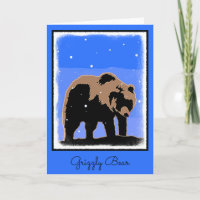 Grizzlybjörn i vintern - original- djurlivkonst
