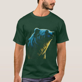 Grizzlybjörn inspirerat huvudskott t shirt