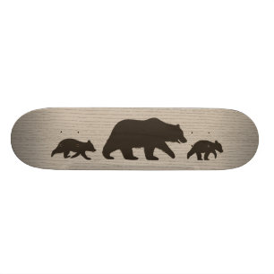 Grizzlybjörn med ungeSilhouettes Mini Skateboard Bräda 18,7 Cm